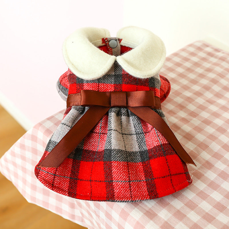 KFX-2665533 Tartan-Inspired Warm Princess Dog Skirt for Casual Wear