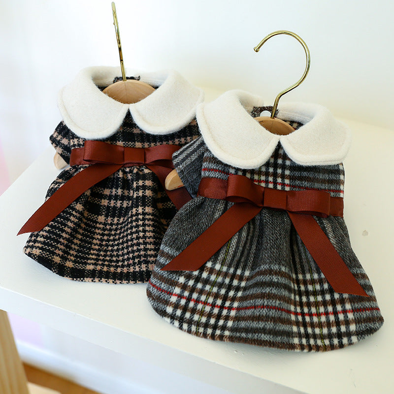 KFX-2665533 Tartan-Inspired Warm Princess Dog Skirt for Casual Wear