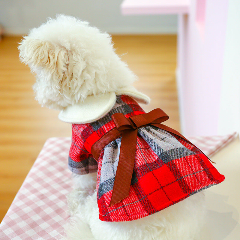 KFX-2665533 Tartan-Inspired Warm Princess Dog Skirt for Casual Wear