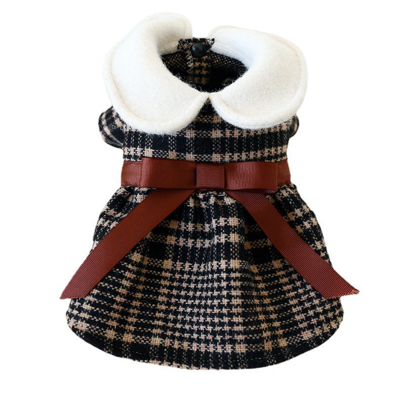 KFX-2665533 Tartan-Inspired Warm Princess Dog Skirt for Casual Wear