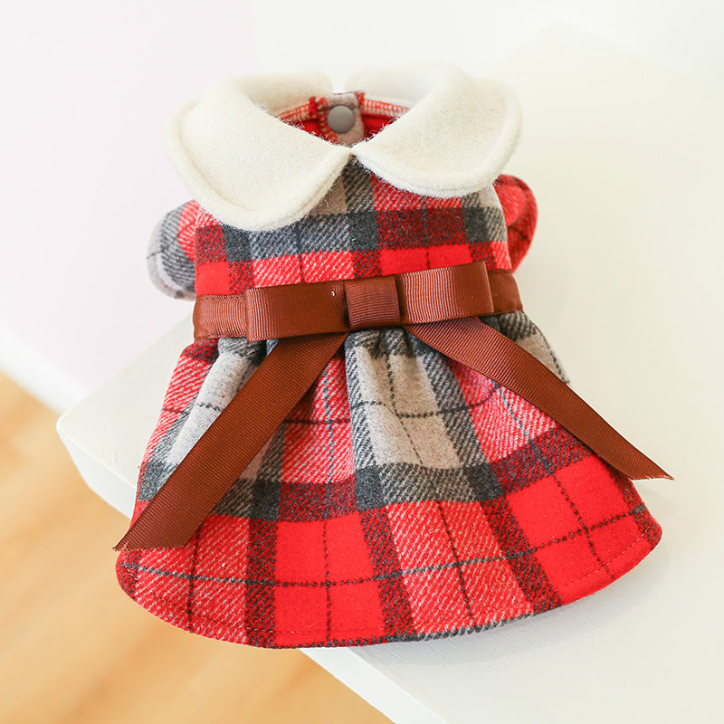KFX-2665533 Tartan-Inspired Warm Princess Dog Skirt for Casual Wear