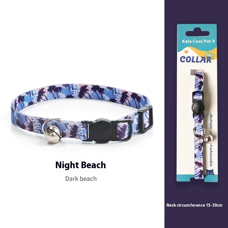 KFX-2666941 Woven Collar with Bell for Cats | Anti-suffocation Safety Buckle in Various Patterns and Colors