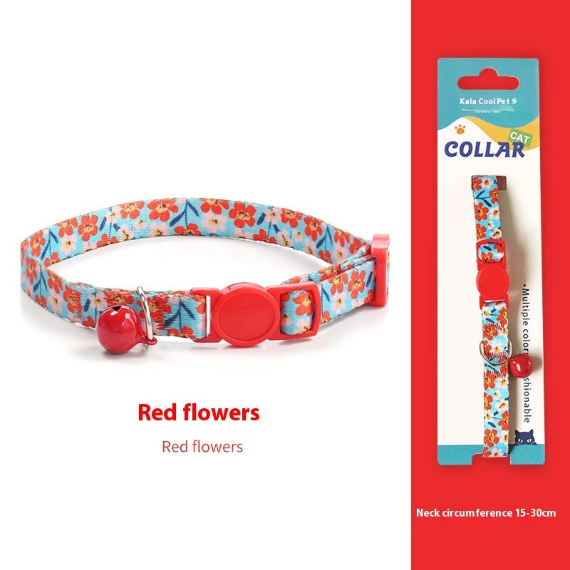 KFX-2666941 Woven Collar with Bell for Cats | Anti-suffocation Safety Buckle in Various Patterns and Colors