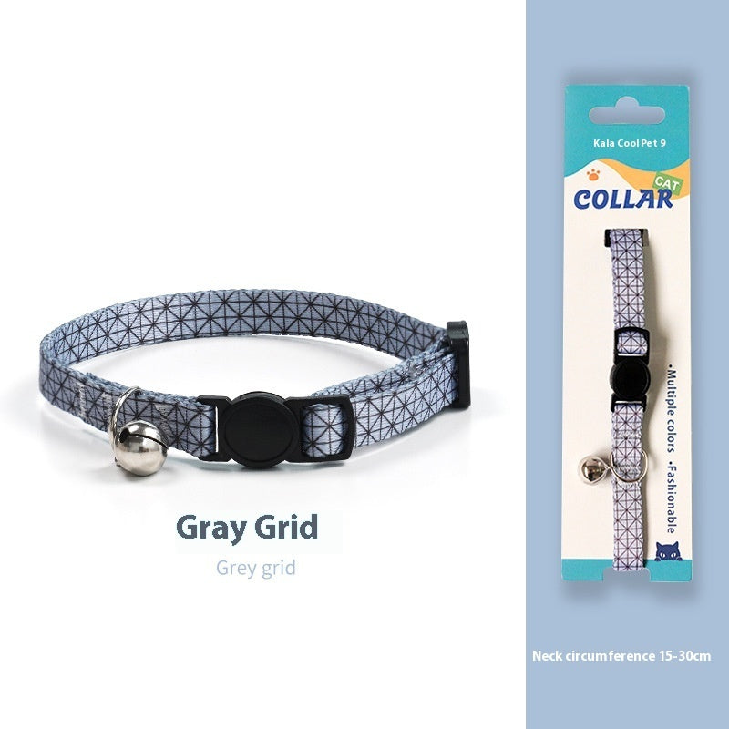 KFX-2666941 Woven Collar with Bell for Cats | Anti-suffocation Safety Buckle in Various Patterns and Colors