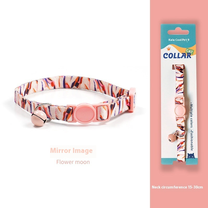 KFX-2666941 Woven Collar with Bell for Cats | Anti-suffocation Safety Buckle in Various Patterns and Colors