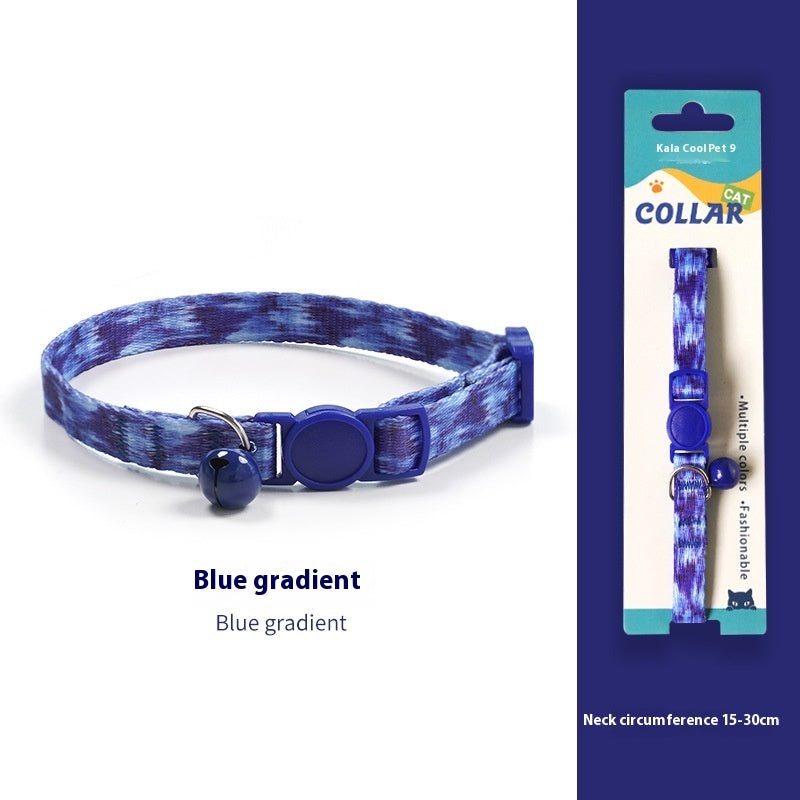 KFX-2666941 Woven Collar with Bell for Cats | Anti-suffocation Safety Buckle in Various Patterns and Colors