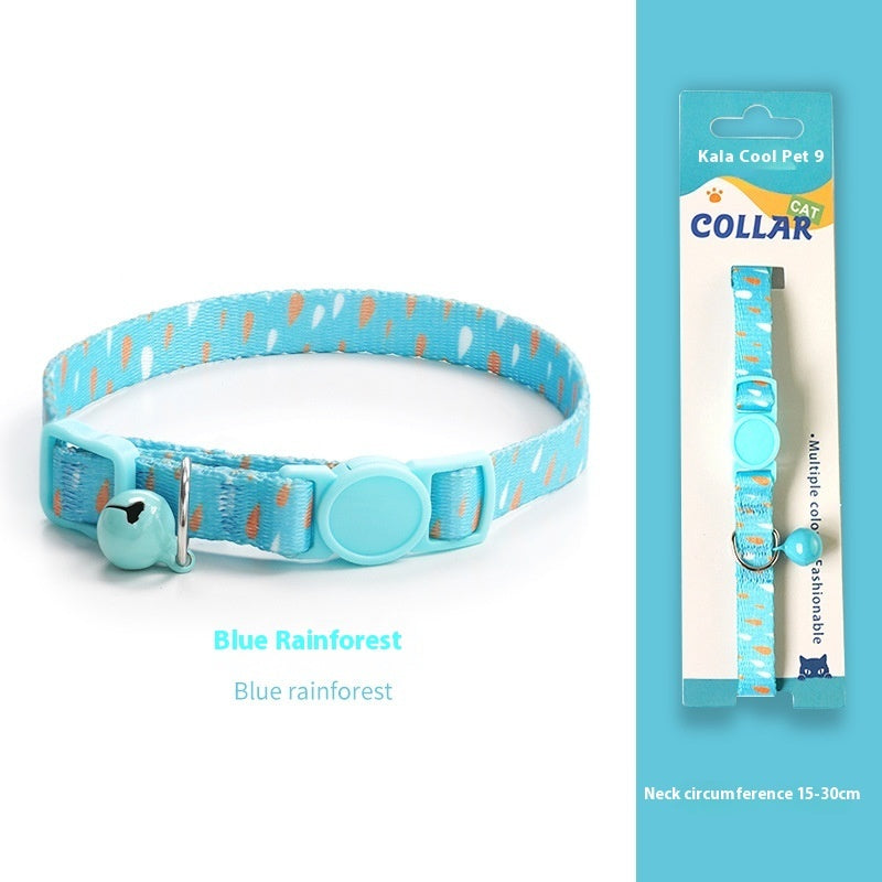 KFX-2666941 Woven Collar with Bell for Cats | Anti-suffocation Safety Buckle in Various Patterns and Colors