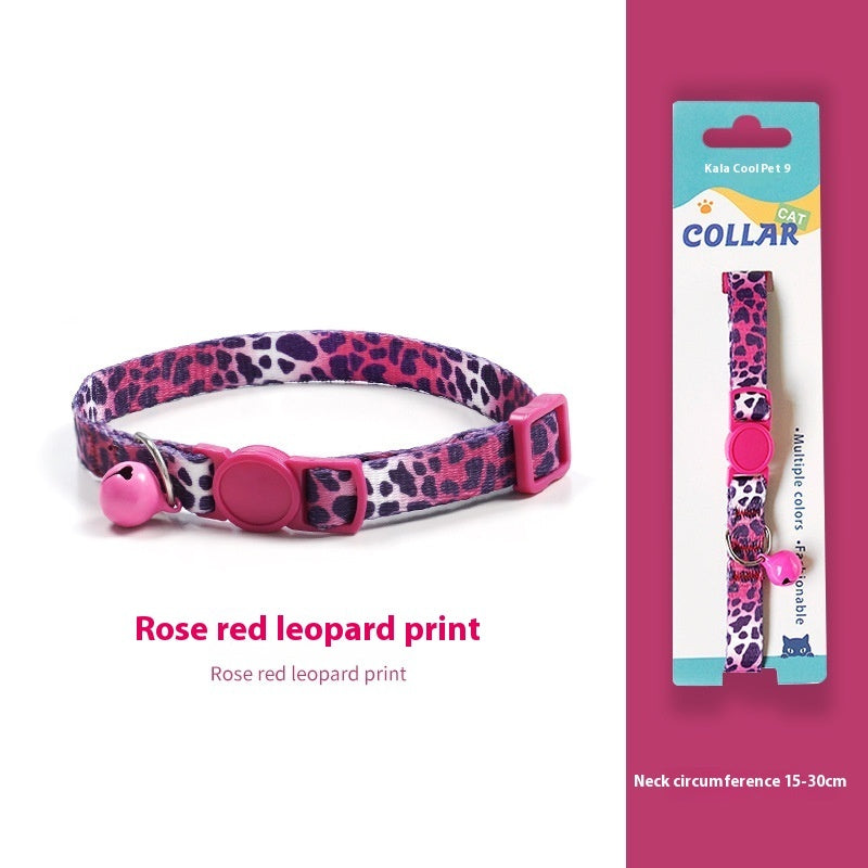 KFX-2666941 Woven Collar with Bell for Cats | Anti-suffocation Safety Buckle in Various Patterns and Colors