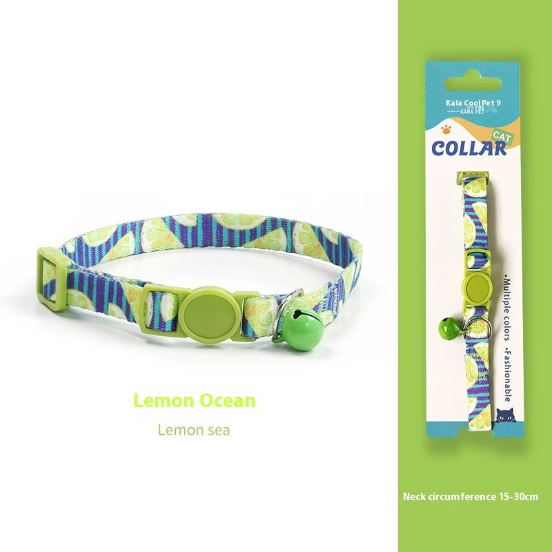 KFX-2666941 Woven Collar with Bell for Cats | Anti-suffocation Safety Buckle in Various Patterns and Colors