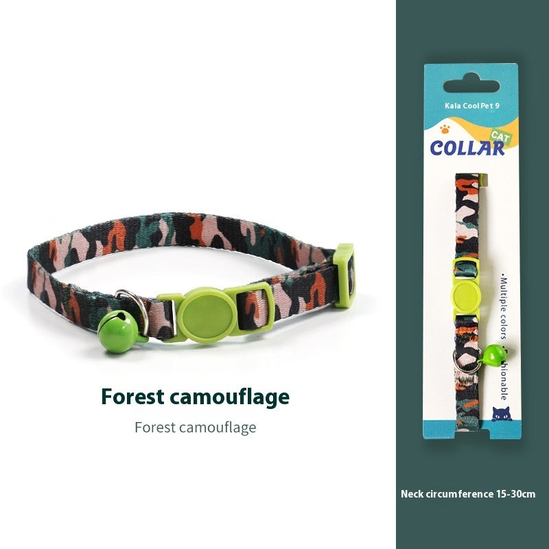 KFX-2666941 Woven Collar with Bell for Cats | Anti-suffocation Safety Buckle in Various Patterns and Colors