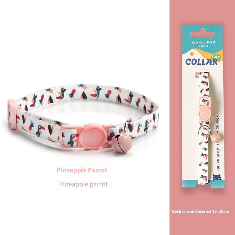 KFX-2666941 Woven Collar with Bell for Cats | Anti-suffocation Safety Buckle in Various Patterns and Colors