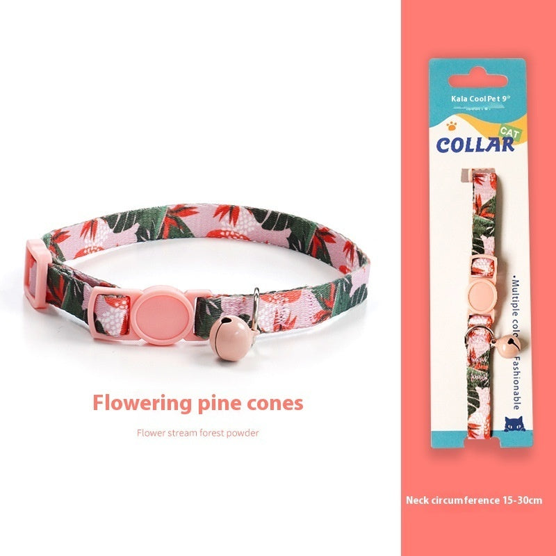 KFX-2666941 Woven Collar with Bell for Cats | Anti-suffocation Safety Buckle in Various Patterns and Colors