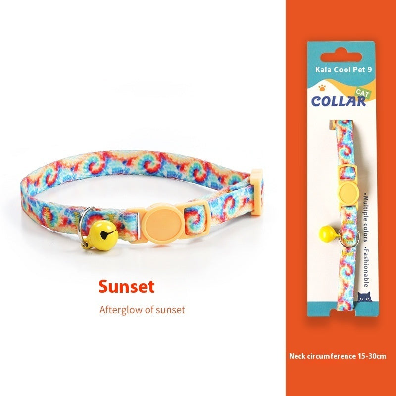 KFX-2666941 Woven Collar with Bell for Cats | Anti-suffocation Safety Buckle in Various Patterns and Colors