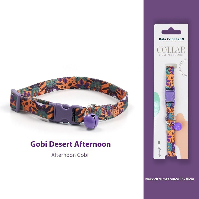 KFX-2666941 Woven Collar with Bell for Cats | Anti-suffocation Safety Buckle in Various Patterns and Colors