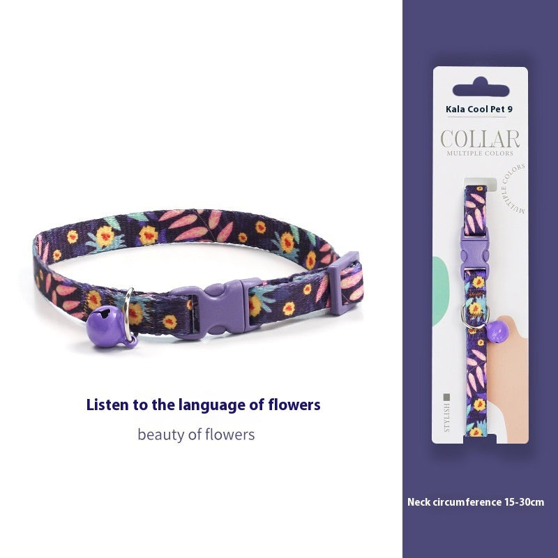 KFX-2666941 Woven Collar with Bell for Cats | Anti-suffocation Safety Buckle in Various Patterns and Colors