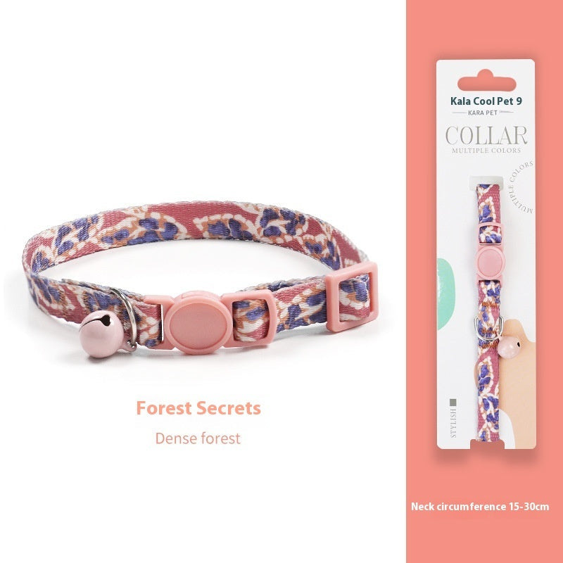 KFX-2666941 Woven Collar with Bell for Cats | Anti-suffocation Safety Buckle in Various Patterns and Colors