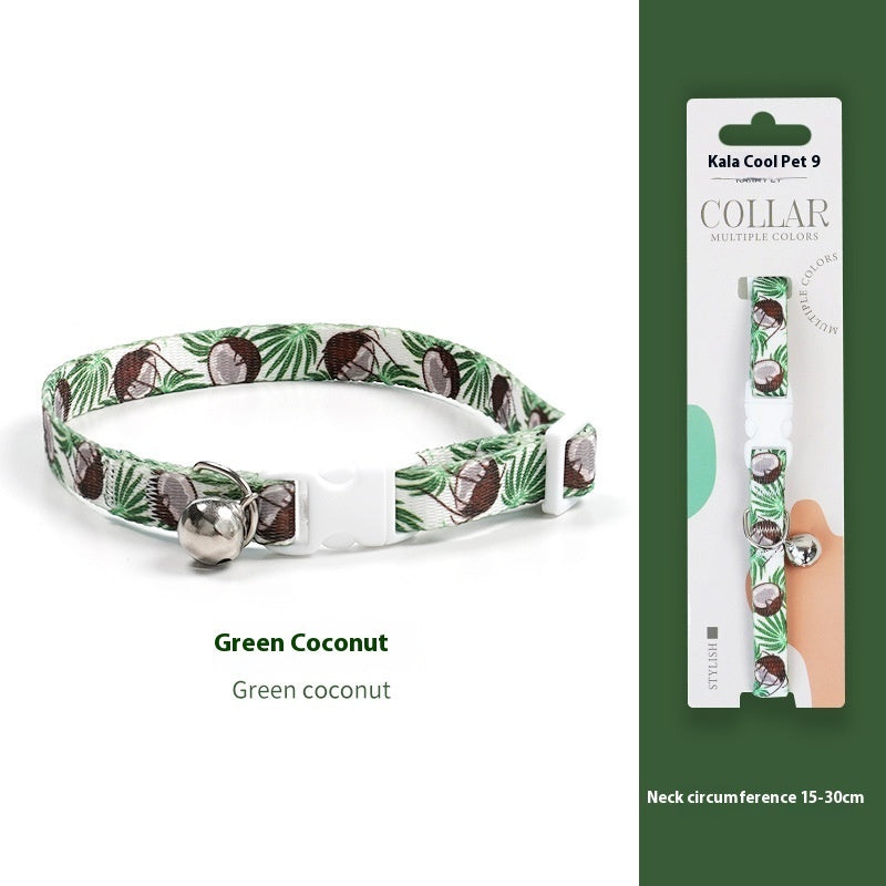KFX-2666941 Woven Collar with Bell for Cats | Anti-suffocation Safety Buckle in Various Patterns and Colors