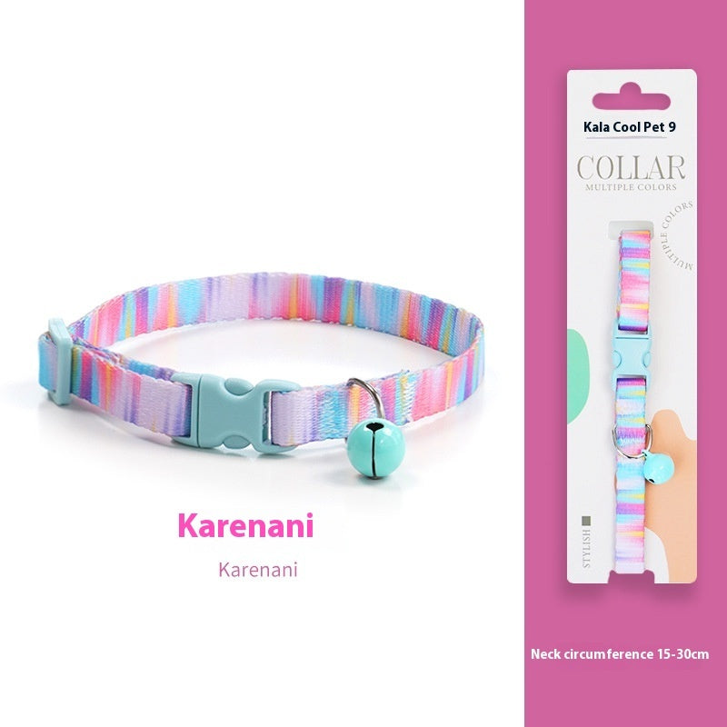 KFX-2666941 Woven Collar with Bell for Cats | Anti-suffocation Safety Buckle in Various Patterns and Colors