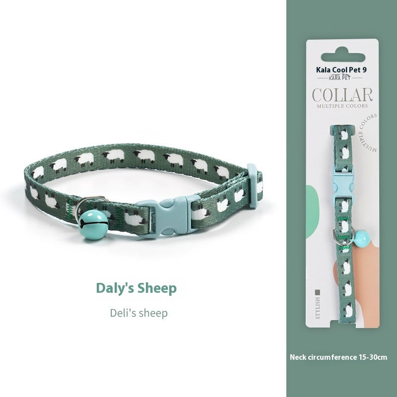 KFX-2666941 Woven Collar with Bell for Cats | Anti-suffocation Safety Buckle in Various Patterns and Colors