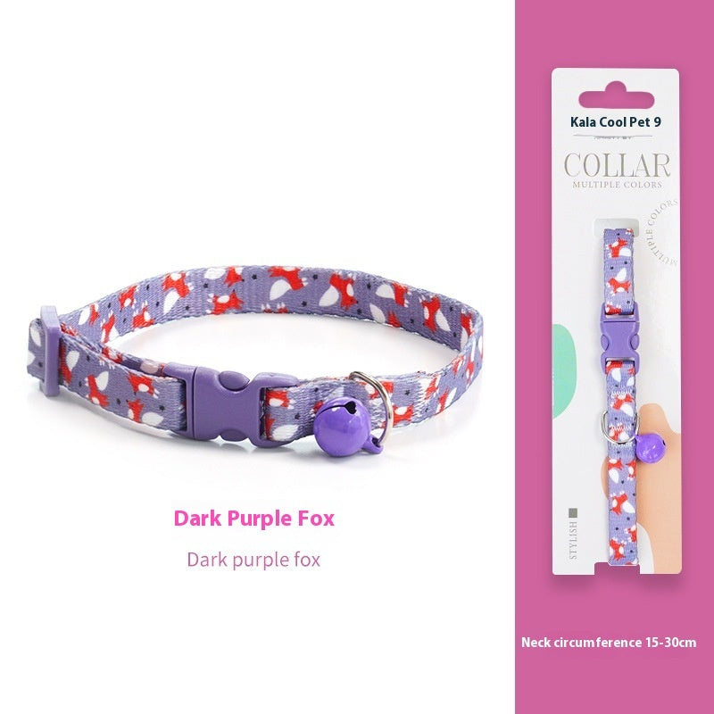 KFX-2666941 Woven Collar with Bell for Cats | Anti-suffocation Safety Buckle in Various Patterns and Colors