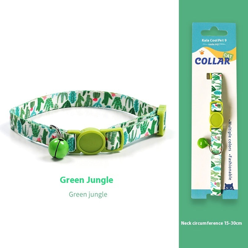 KFX-2666941 Woven Collar with Bell for Cats | Anti-suffocation Safety Buckle in Various Patterns and Colors