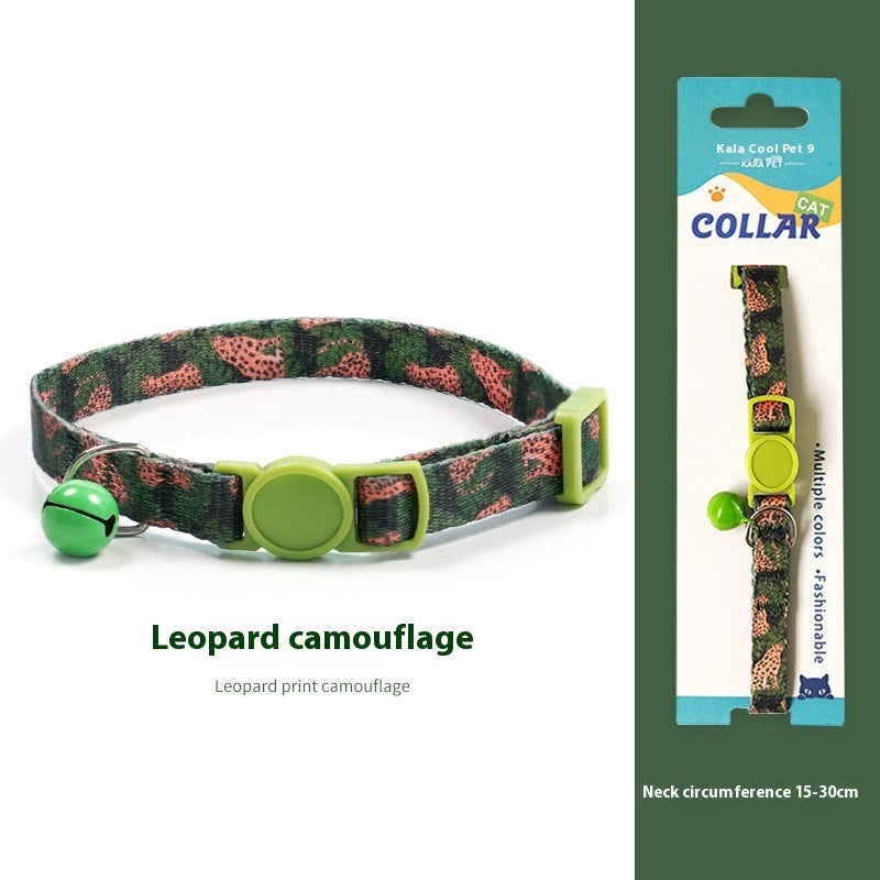 KFX-2666941 Woven Collar with Bell for Cats | Anti-suffocation Safety Buckle in Various Patterns and Colors