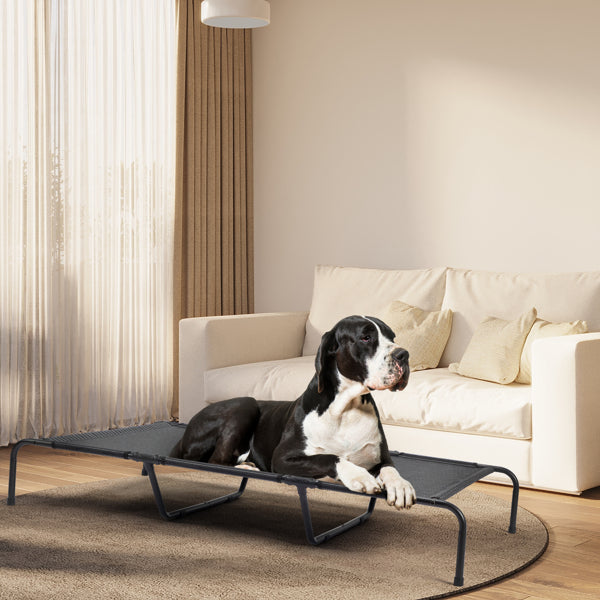 KFX-2669373 Elevated Dog Bed with Textilene Mesh and Powder-Coated Steel, Ideal for Indoor and Outdoor Use