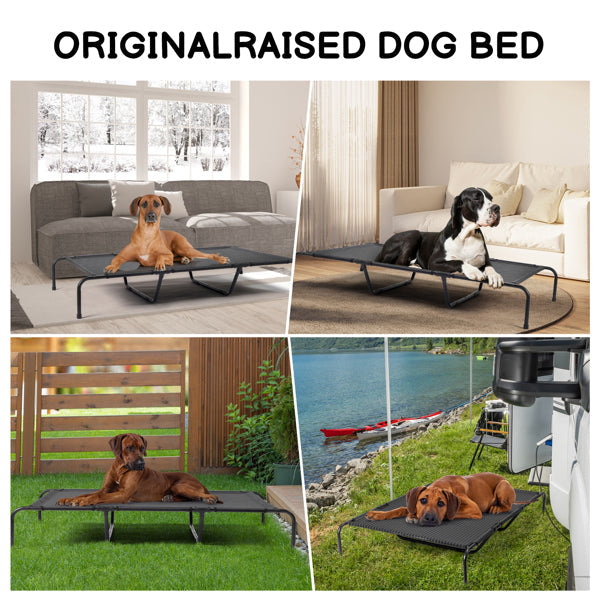KFX-2669373 Elevated Dog Bed with Textilene Mesh and Powder-Coated Steel, Ideal for Indoor and Outdoor Use