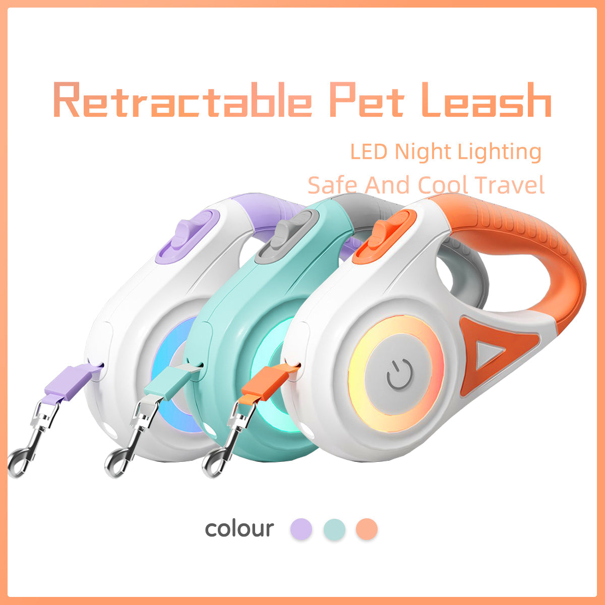 KFX-2670525 Retractable Dog Leash with Collar - Automatic Traction Rope for Small to Large Pets