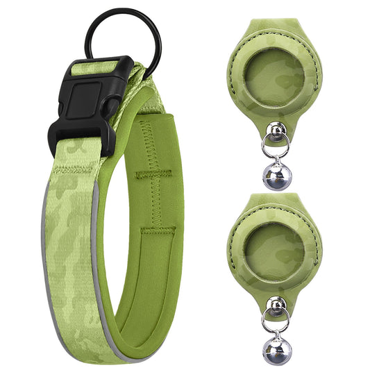 KFX-2672701 Durable Leather Case for Airtag Tracker - Adjustable Pet Collar with Multiple Color Options