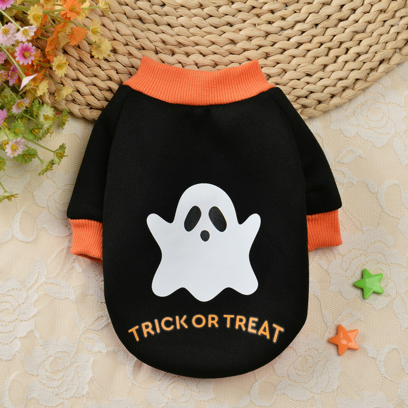 KFX-2675133 Halloween Pumpkin Skull Sweater for Small Dogs - Cozy Autumn & Winter Pet Clothing in Yellow, Black, Purple, Sizes XS to XL