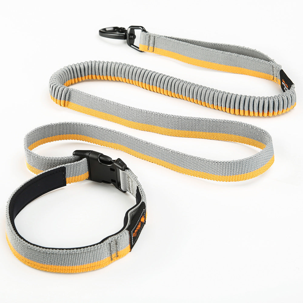KFX-2676285 Durable Nylon Dog Walking Traction Belt with Adjustable Length, Red/Yellow