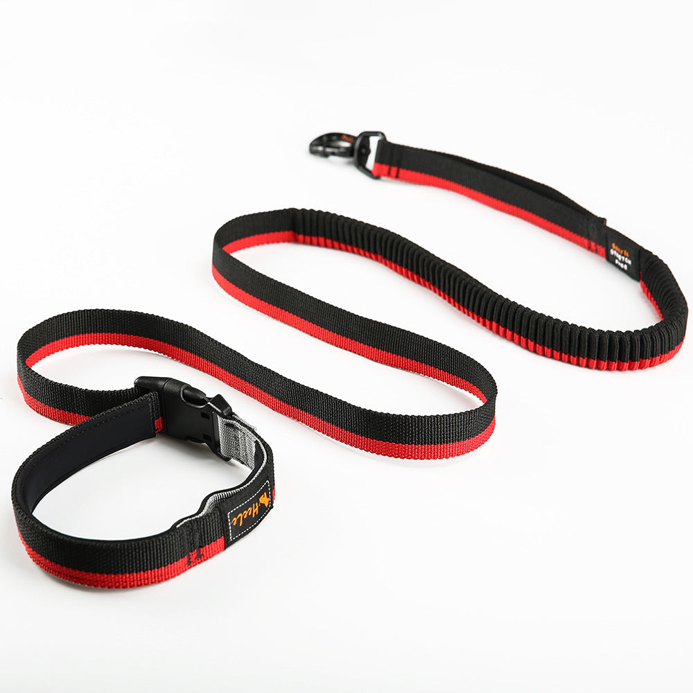 KFX-2676285 Durable Nylon Dog Walking Traction Belt with Adjustable Length, Red/Yellow