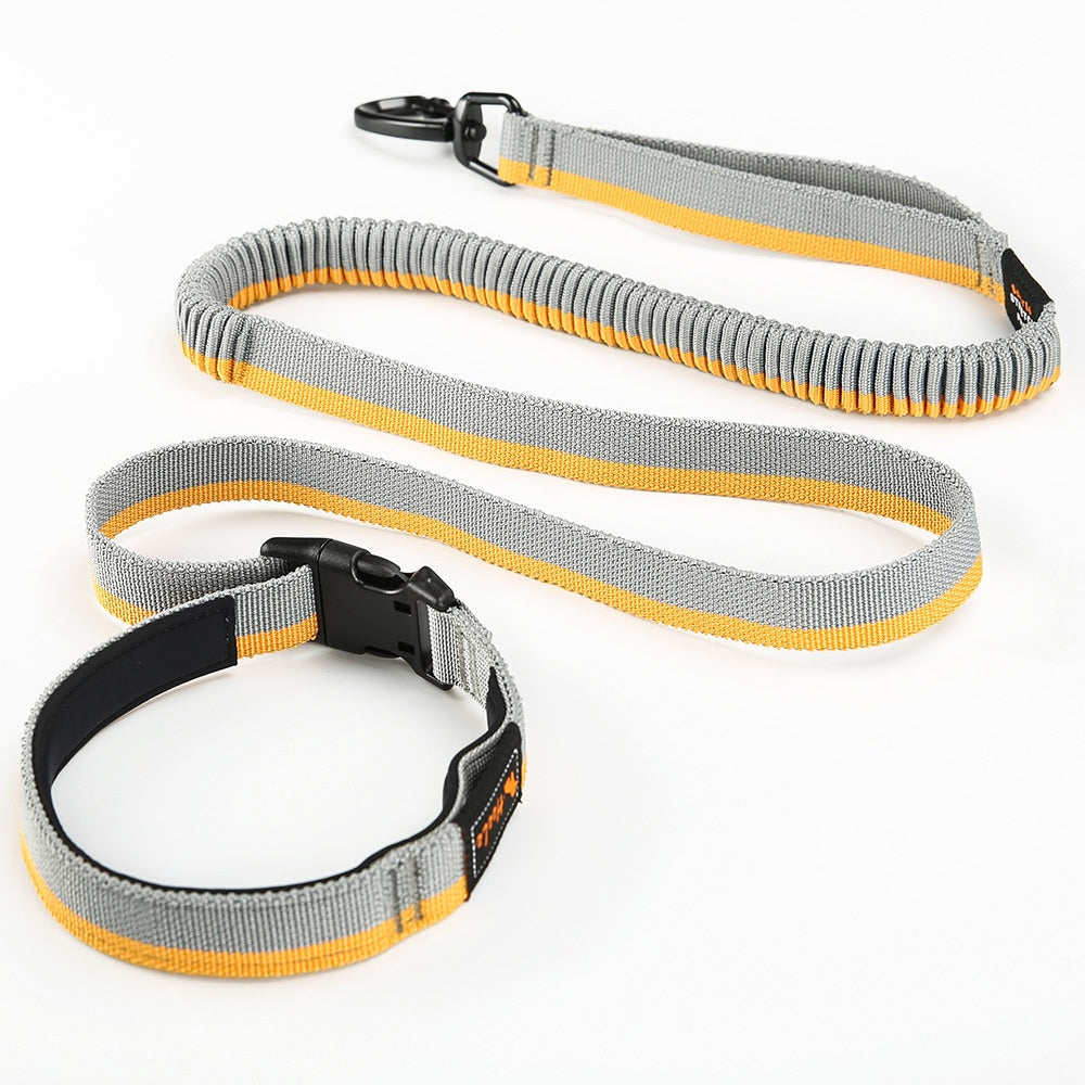 KFX-2676285 Durable Nylon Dog Walking Traction Belt with Adjustable Length, Red/Yellow