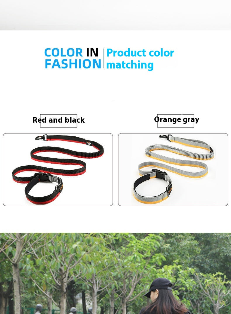 KFX-2676285 Durable Nylon Dog Walking Traction Belt with Adjustable Length, Red/Yellow