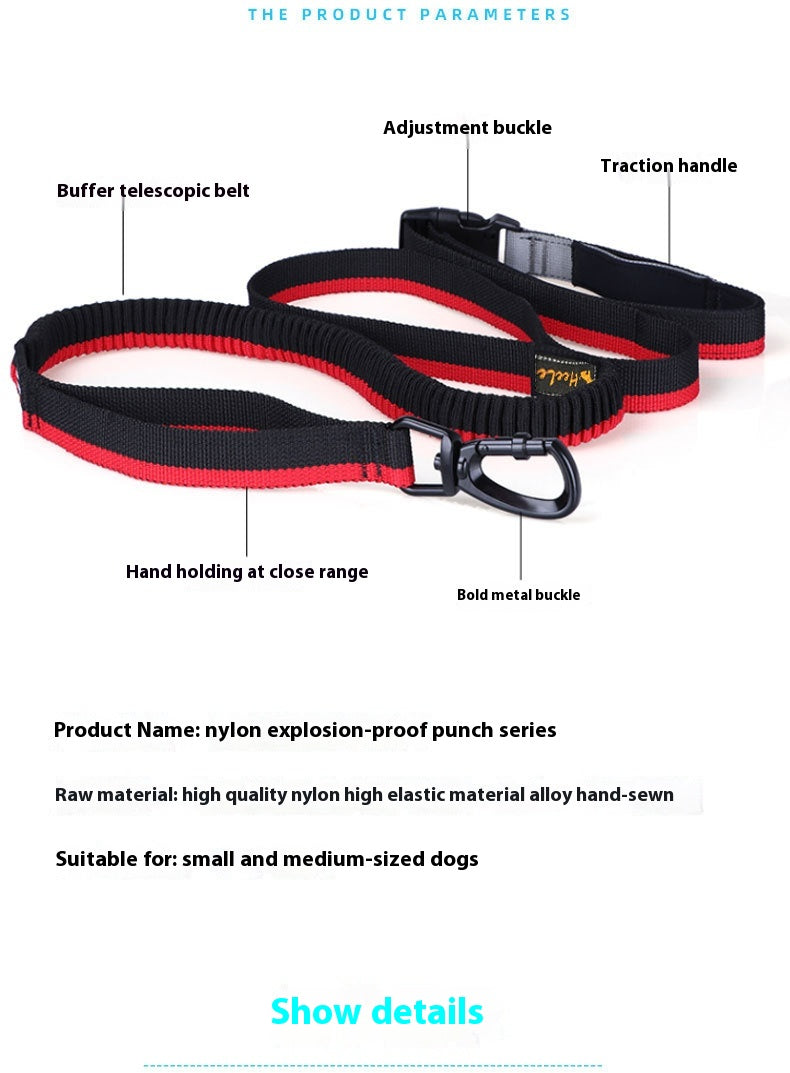 KFX-2676285 Durable Nylon Dog Walking Traction Belt with Adjustable Length, Red/Yellow