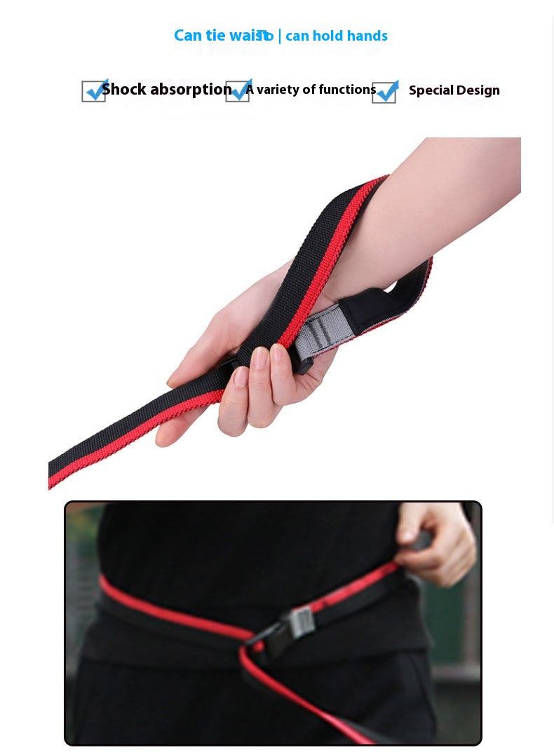 KFX-2676285 Durable Nylon Dog Walking Traction Belt with Adjustable Length, Red/Yellow