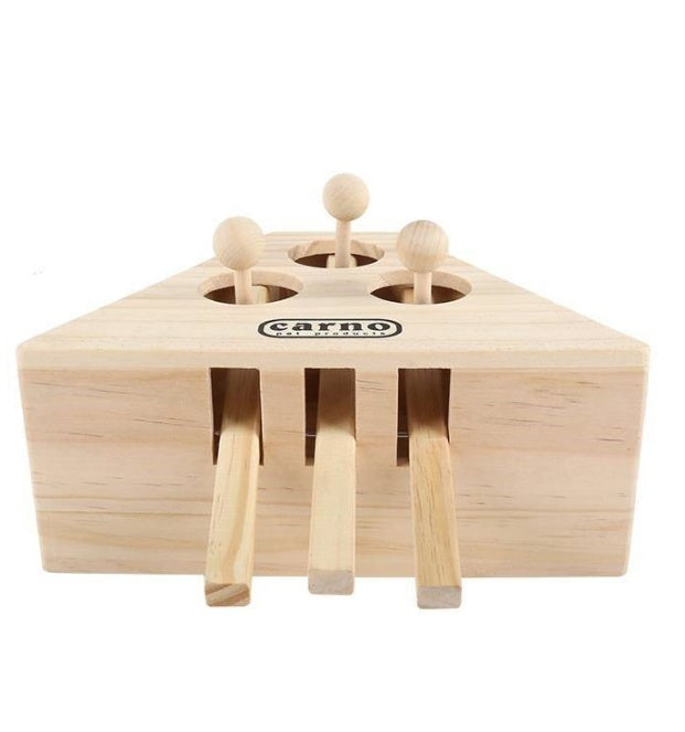 KFX-2677309 Interactive Solid Wood Cat Toy for Kittens and Hamsters with Multiple Holes