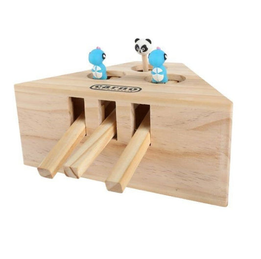 KFX-2677309 Interactive Solid Wood Cat Toy for Kittens and Hamsters with Multiple Holes