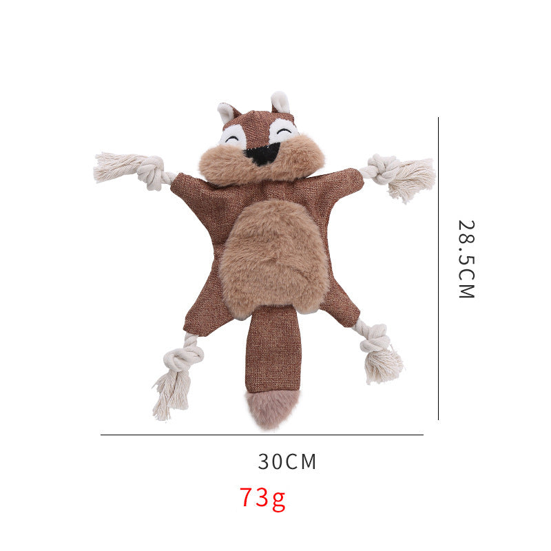KFX-2677949 Stuffed Fox Dog Toy with Squeaker and Crinkle Noise for Engaging Play, Durable Plush Chew Toy with Rope for Puppies and Small Dogs
