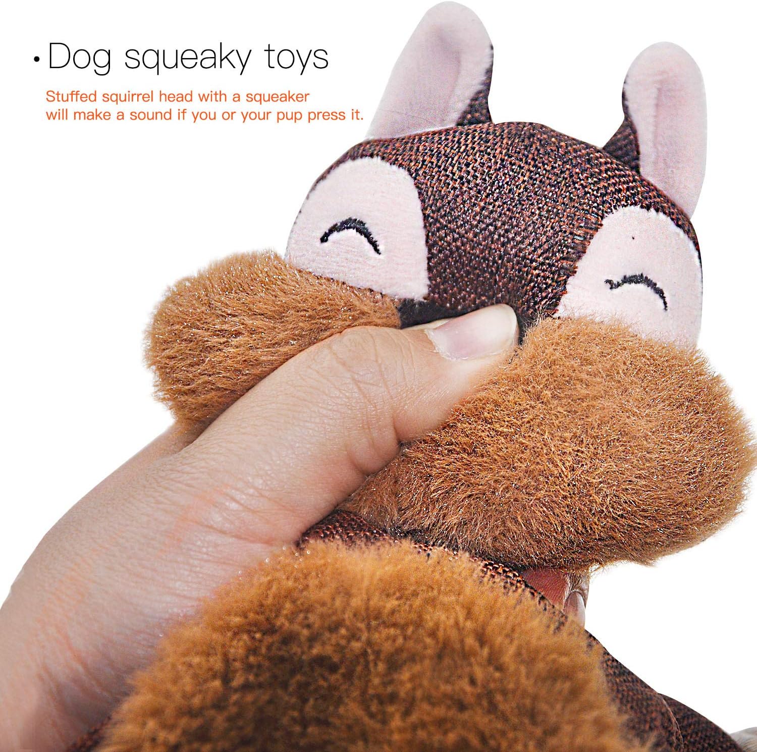 KFX-2677949 Stuffed Fox Dog Toy with Squeaker and Crinkle Noise for Engaging Play, Durable Plush Chew Toy with Rope for Puppies and Small Dogs