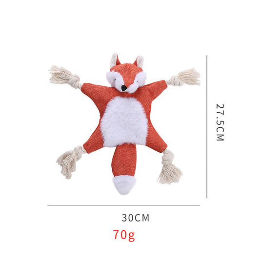 KFX-2677949 Stuffed Fox Dog Toy with Squeaker and Crinkle Noise for Engaging Play, Durable Plush Chew Toy with Rope for Puppies and Small Dogs
