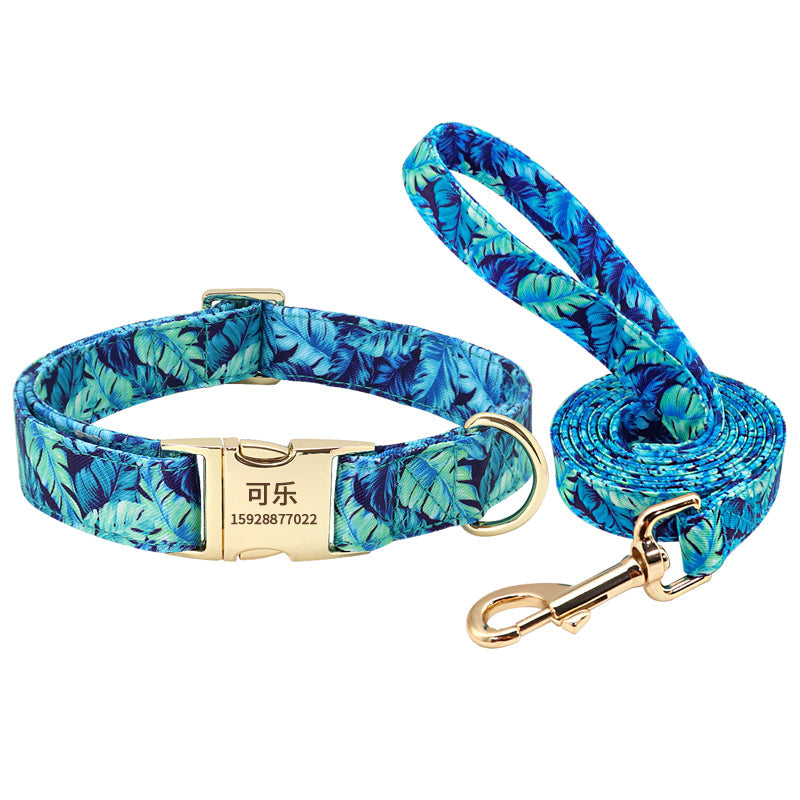 KFX-2678461 Personalized Anti-Lost Dog Collar in Floral Colors - Small, Medium, Large