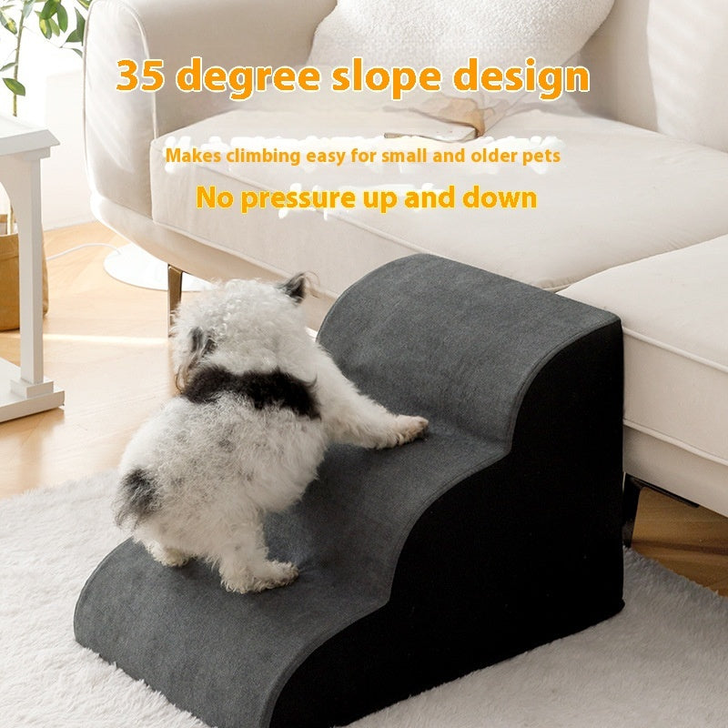 KFX-2679741 Wooden Pet Stairs for Dogs - Removable and Washable Bed Steps