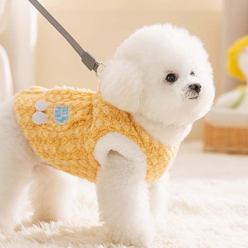 KFX-2681021 Cozy Winter Dog Jacket with Soft Fleece Lining and Playful Patch Design for Small to Medium Dogs