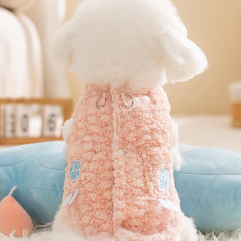 KFX-2681021 Cozy Winter Dog Jacket with Soft Fleece Lining and Playful Patch Design for Small to Medium Dogs