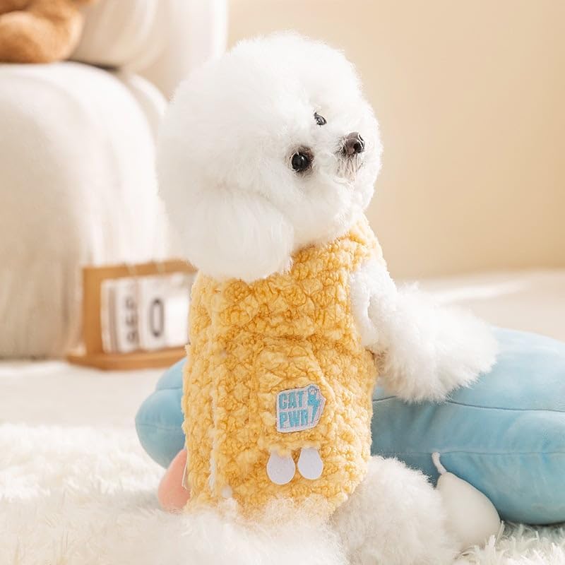 KFX-2681021 Cozy Winter Dog Jacket with Soft Fleece Lining and Playful Patch Design for Small to Medium Dogs