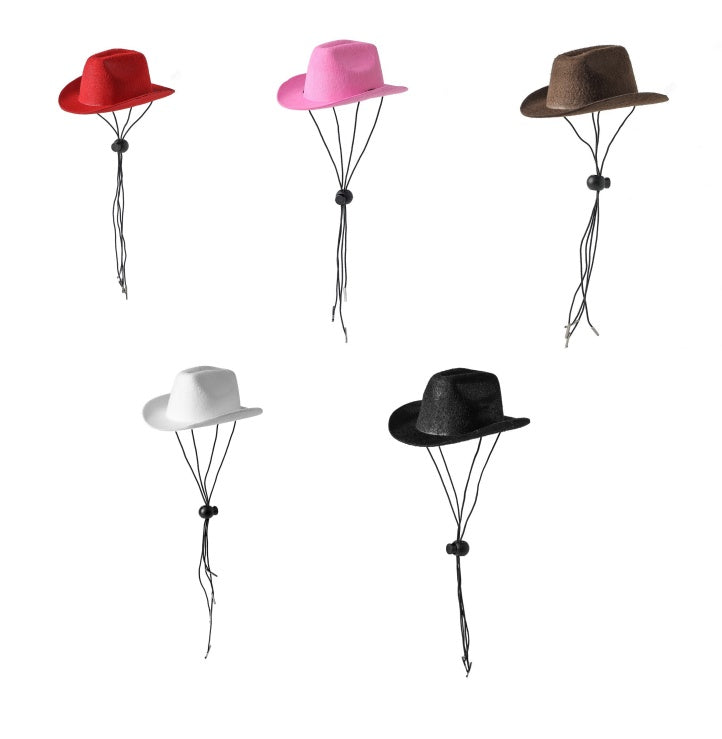 KFX-2681277 Cowboy-Style Pet Hat for Dogs and Cats - Adjustable with Non-Woven Fabric, Available in Multiple Colors