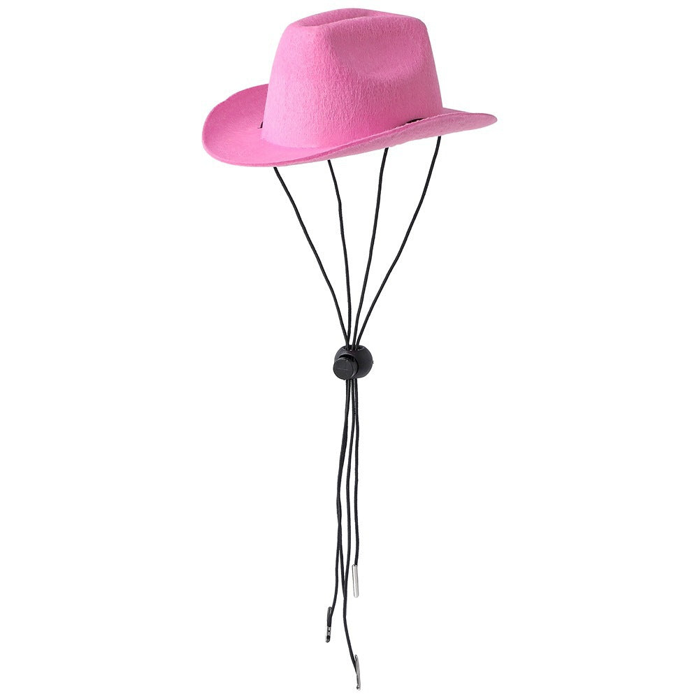 KFX-2681277 Cowboy-Style Pet Hat for Dogs and Cats - Adjustable with Non-Woven Fabric, Available in Multiple Colors