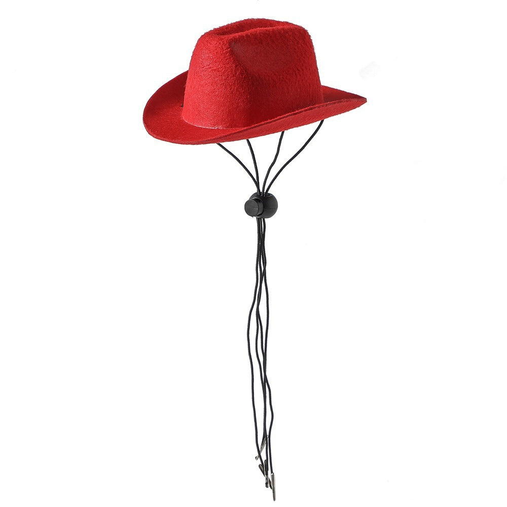 KFX-2681277 Cowboy-Style Pet Hat for Dogs and Cats - Adjustable with Non-Woven Fabric, Available in Multiple Colors
